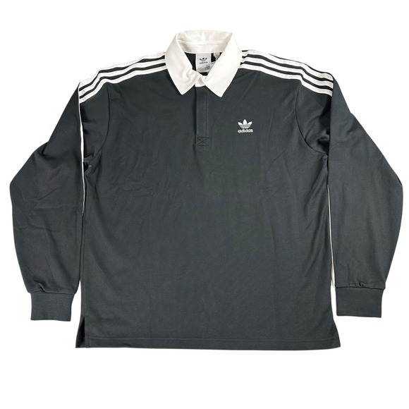 adidas Other - Adidas Originals Adicolor Rugby Polo Trefoil Shirt Mens Medium Black IZ4806 NEW